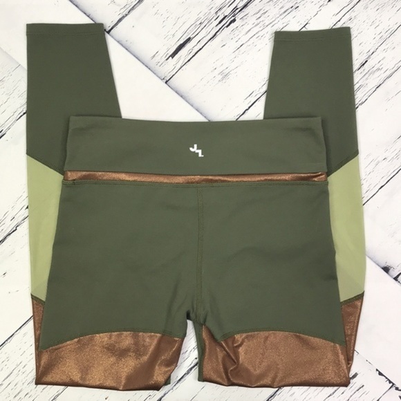 JOYLAB 7/8 Shine & Mesh Pieced Legging Deep Olive - Picture 6 of 13